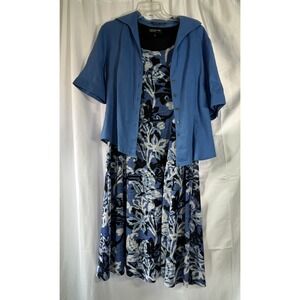 Jones New York Size Large Classic Floral Dress & Short Sleeve Over Shirt Size 14